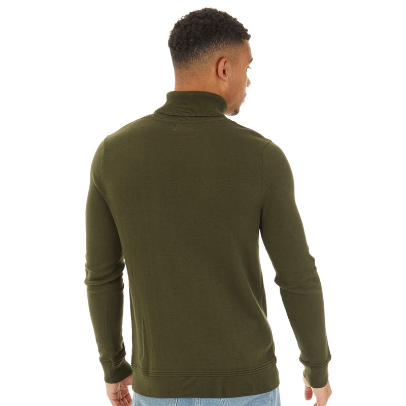 Topman Mens Knitted Roll Neck Jumper Khaki