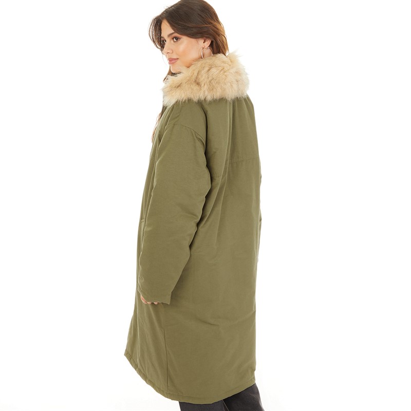 Topshop Womens Longline Parka Khaki