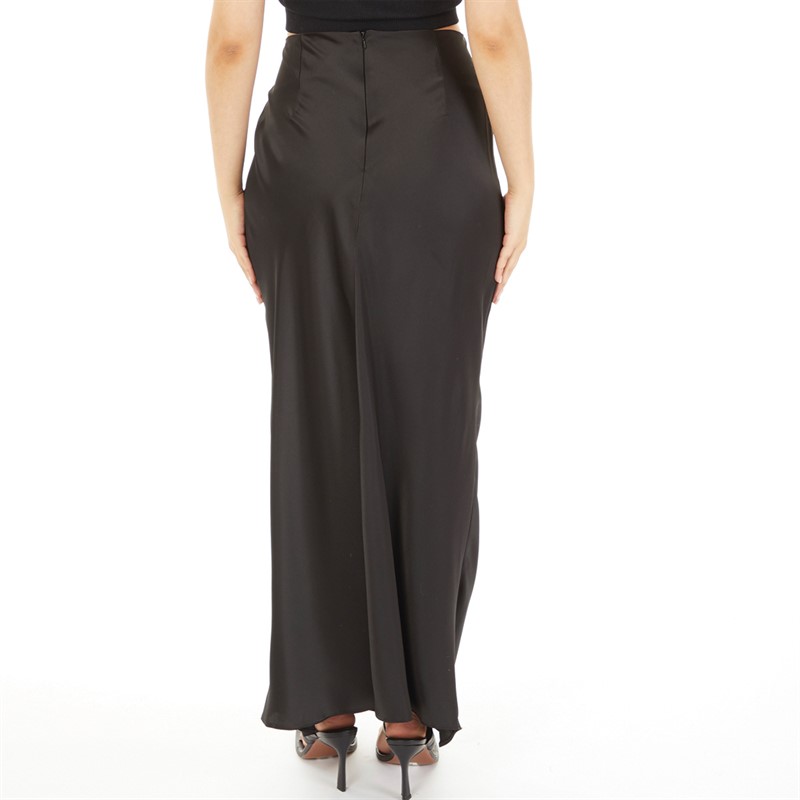 Topshop Womens Satin Maxi Skirt Black