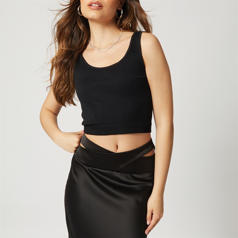 Topshop Womens Satin Maxi Skirt Black