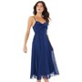 ASOS DESIGN Womens Twist Front Pleated Cami Midi Dress Navy