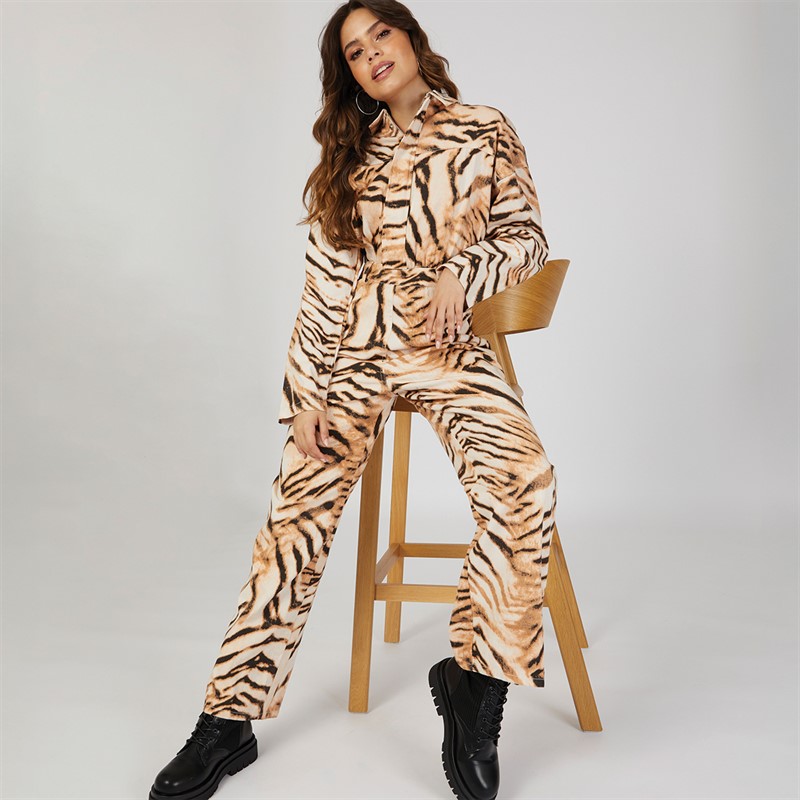 ASOS DESIGN Womens Slouchy Jumpsuit Animal Print