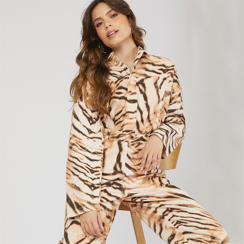 ASOS DESIGN Womens Slouchy Jumpsuit Animal Print