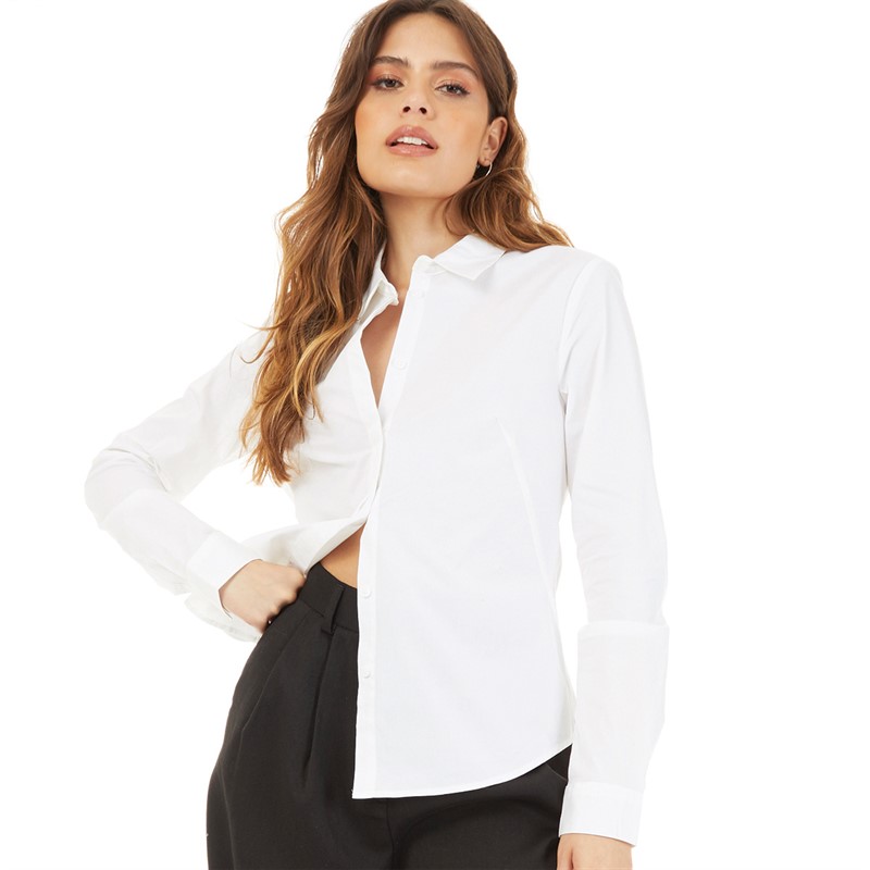 ASOS DESIGN Womens Long Sleeve Fitted Shirt White