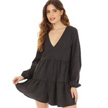 ASOS DESIGN Womens Smock Playsuit Black