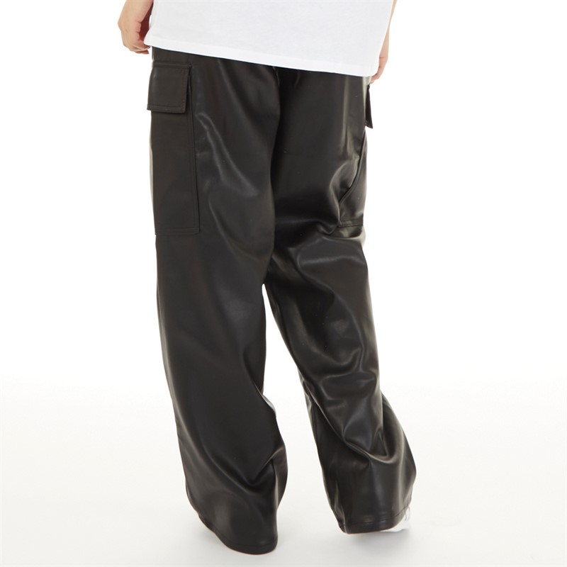 ASOS DESIGN Womens Faux Leather Cargo Trousers Black