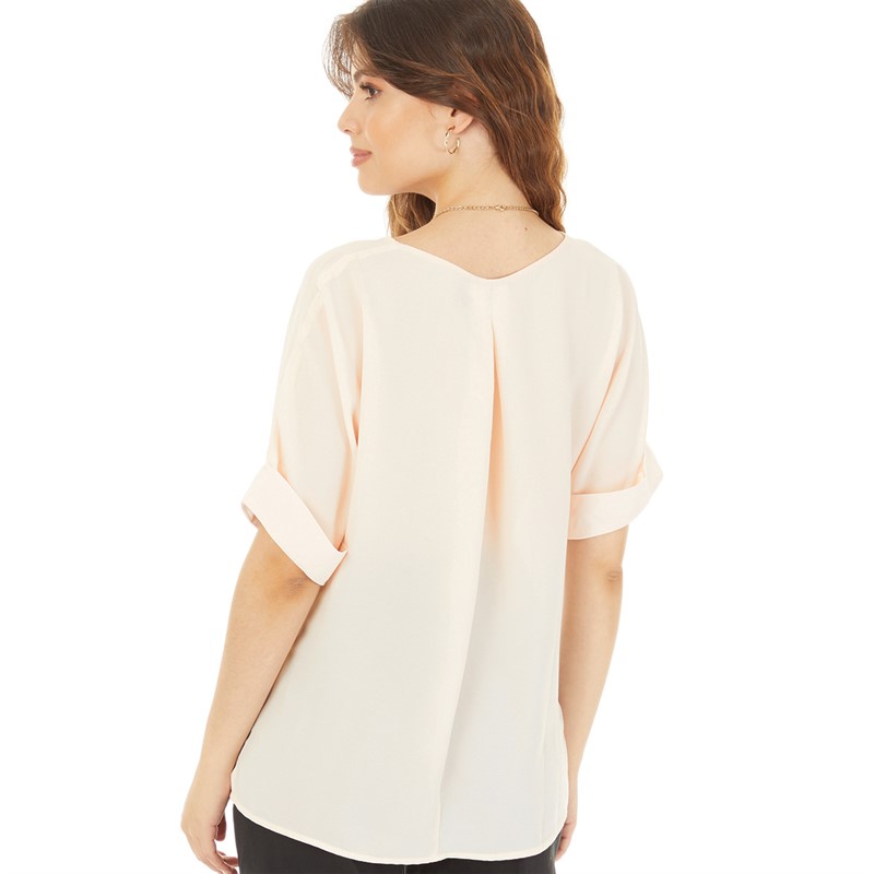 ASOS DESIGN Womens Oversized Roll Sleeve Blouse Oyster