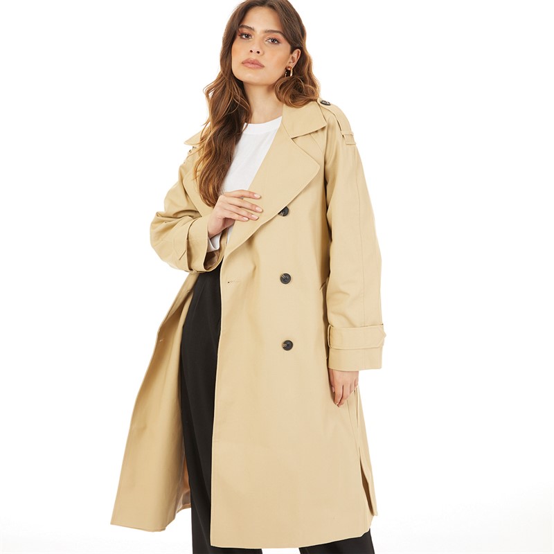 ASOS DESIGN Womens Longline Trench Coat Stone