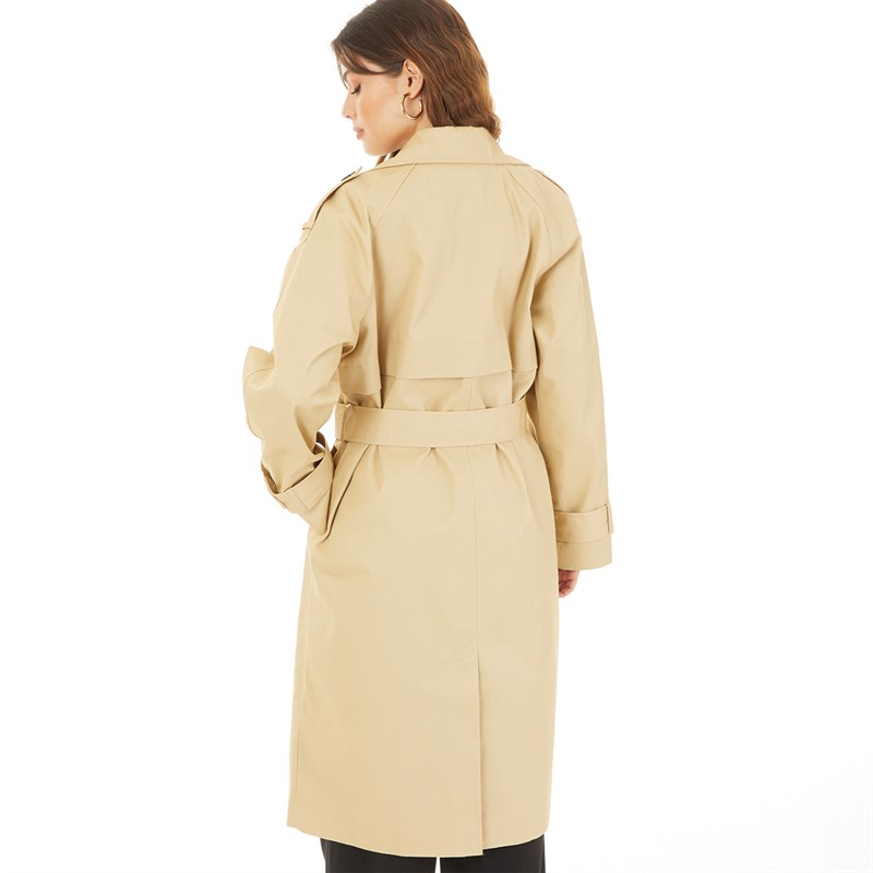 ASOS DESIGN Womens Longline Trench Coat Stone