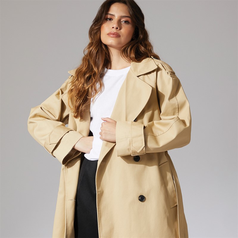 ASOS DESIGN Womens Longline Trench Coat Stone