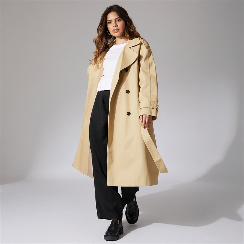 ASOS DESIGN Womens Longline Trench Coat Stone