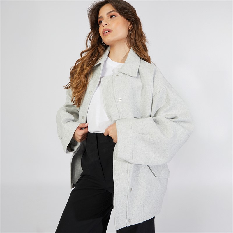 ASOS DESIGN Womens Wool Blend Bomber Jacket Grey