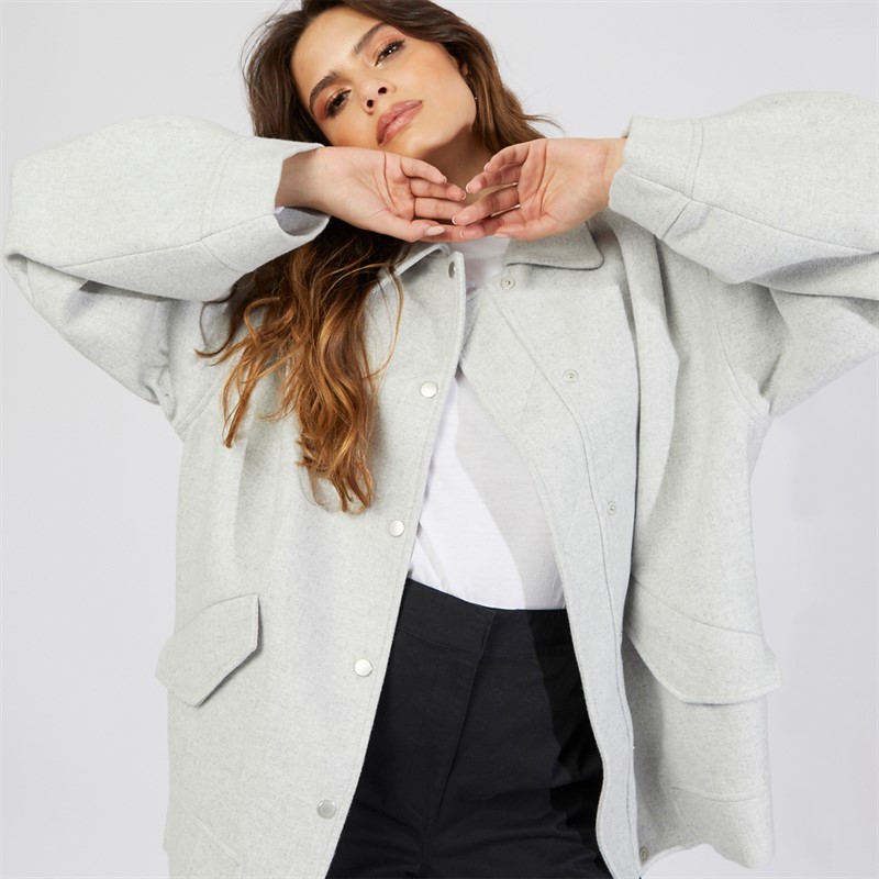 ASOS DESIGN Womens Wool Blend Bomber Jacket Grey