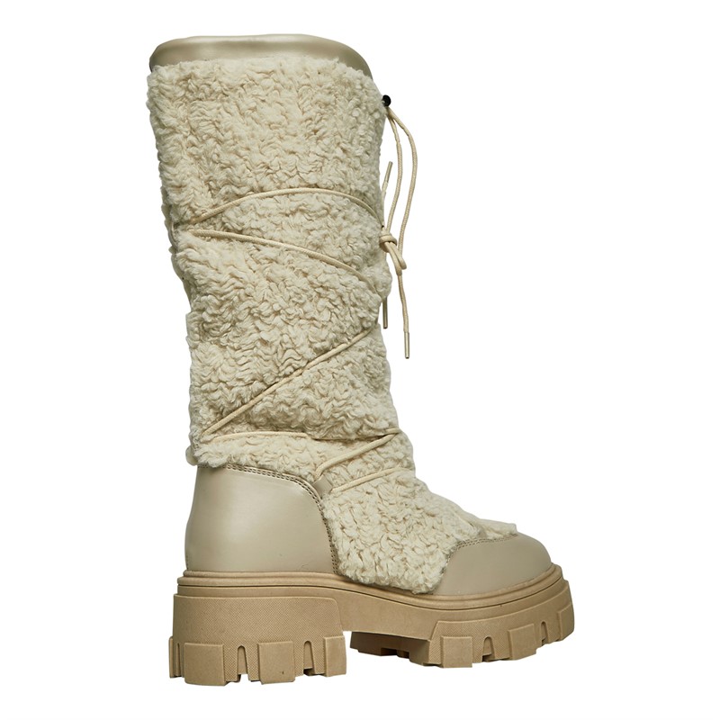 ASOS DESIGN Womens Casper Chunky Cold Weather Boots Beige Borg