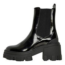 ASOS DESIGN Womens Reality Chunky Mid Heeled Chelsea Boots Black