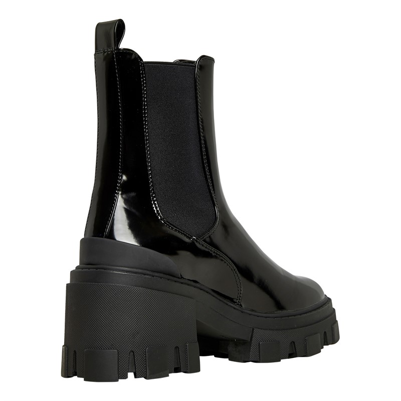 ASOS DESIGN Womens Reality Chunky Mid Heeled Chelsea Boots Black