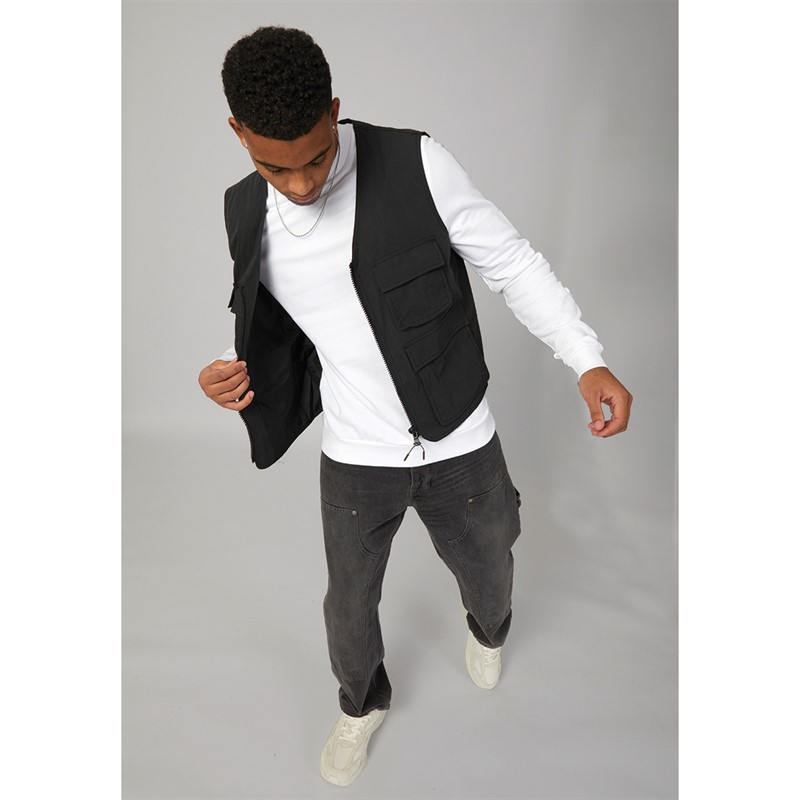 ASOS DESIGN Mens Utility Gilet With Pockets Black