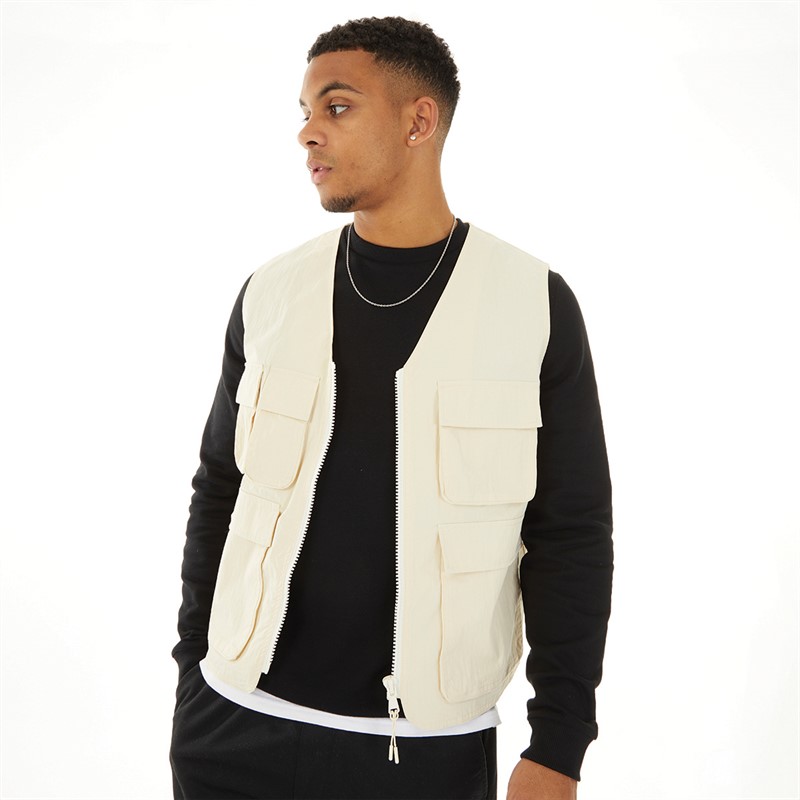 ASOS DESIGN Mens Utility Gilet With Pockets Blonde