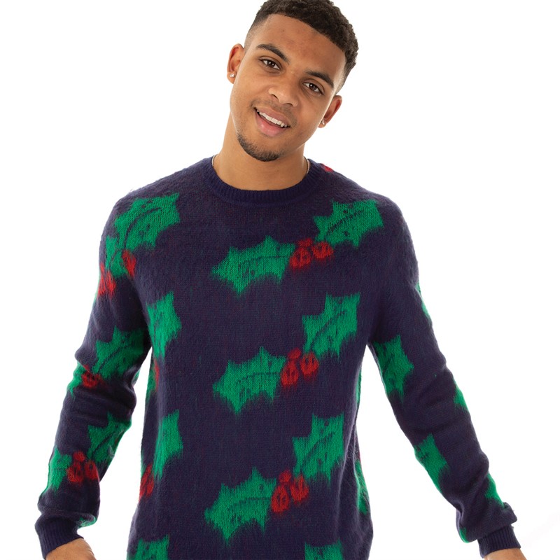 ASOS DESIGN Mens Fluffy Knitted Jumper Multi