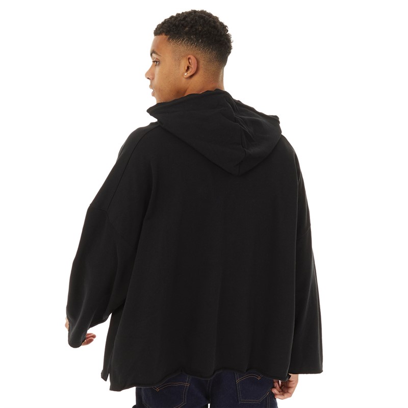 ASOS DESIGN Mens Extreme Oversized Hoodie With Raw Edge Black