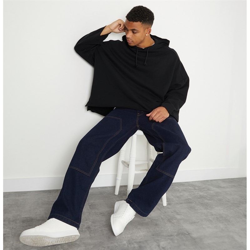 ASOS DESIGN Mens Extreme Oversized Hoodie With Raw Edge Black