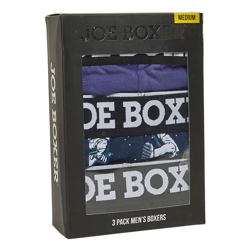 Joe Boxer Mens Three Pack Boxers Blue/AOP/Jet Black