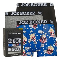 Joe Boxer Mens Three Pack Boxers Jet Black/AOP/Grey Marl