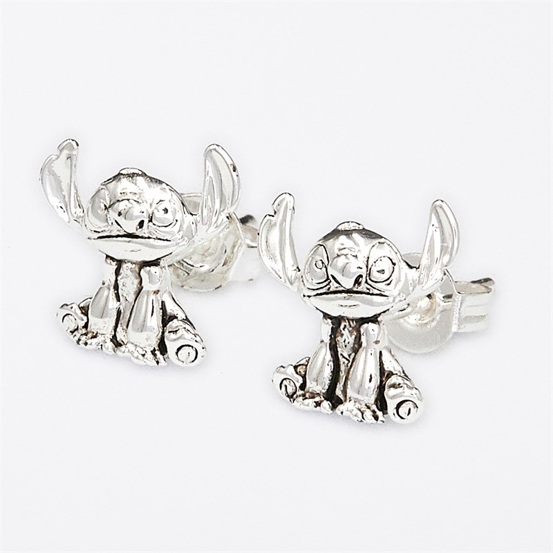 Lilo and Stitch Girls Plated Stitch Stud Earrings Silver