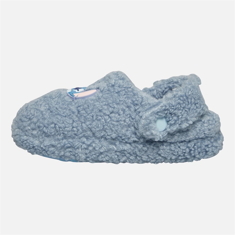 Lilo and Stitch Girls Bedale Borg Mule Slippers Light Blue