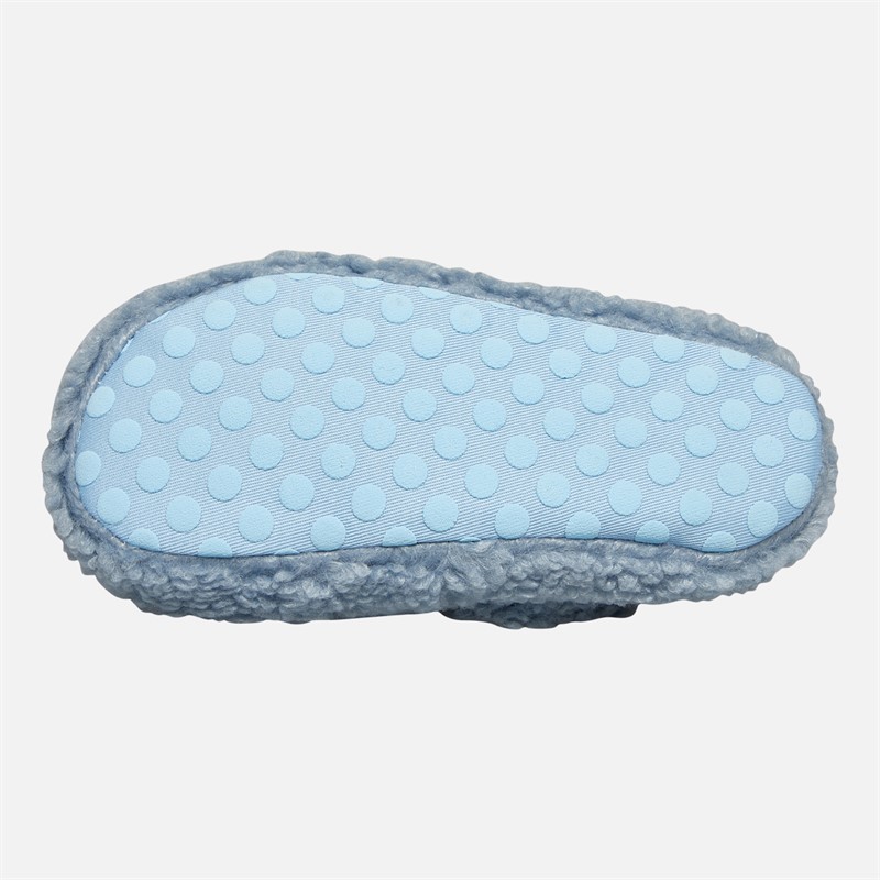 Lilo and Stitch Girls Bedale Borg Mule Slippers Light Blue
