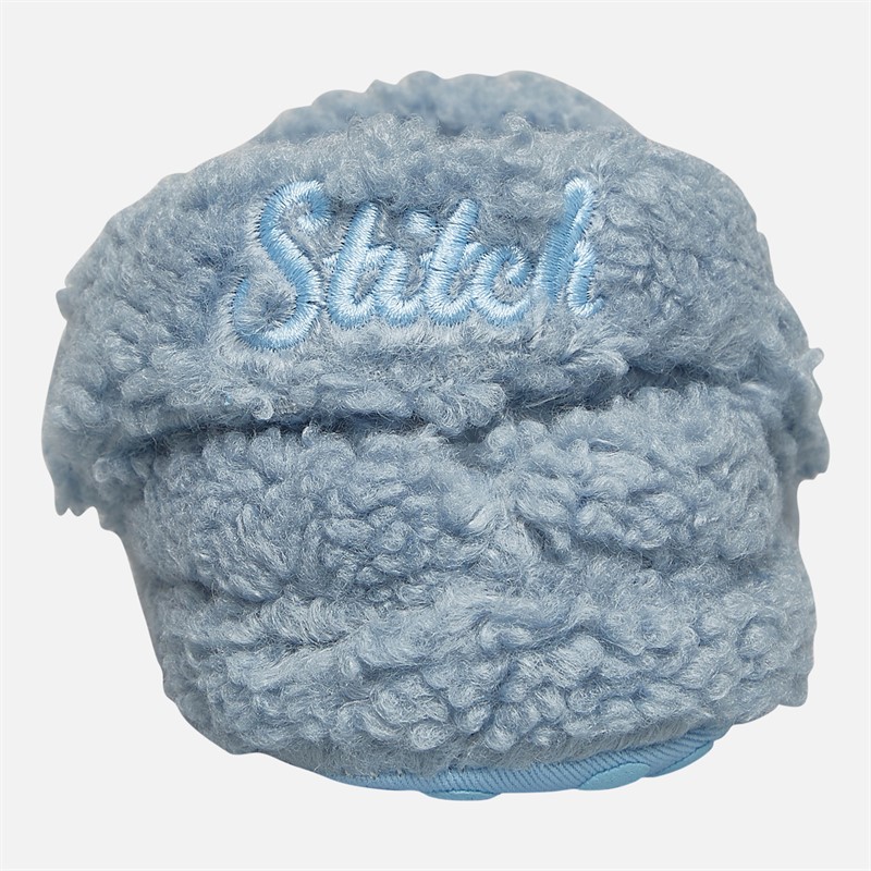 Lilo and Stitch Girls Bedale Borg Mule Slippers Light Blue