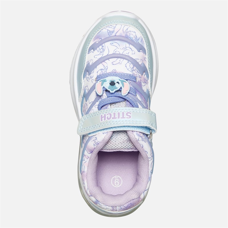 Lilo and Stitch Infant Girls Gambia Emboss Light Up Trainers Lilac/Multi