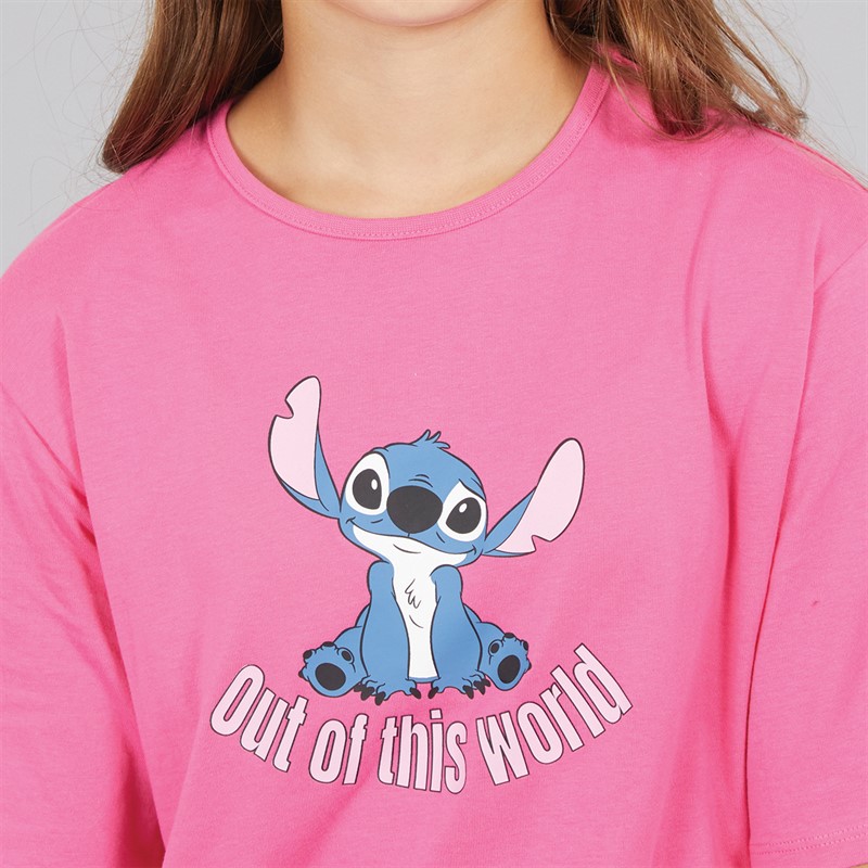 Lilo and Stitch Girls Kikki T-Shirt And Shorts Set Carmine Rose