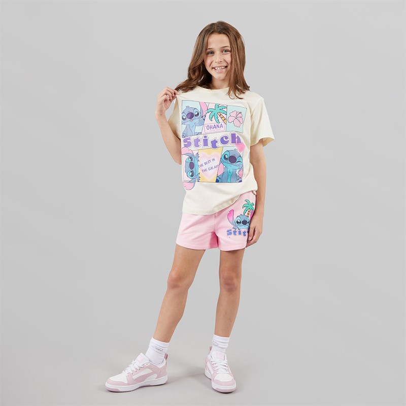 Disney Girls T-Shirt And Shorts Co-Ord Set White/Pink
