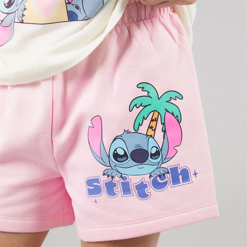 Disney Girls T-Shirt And Shorts Co-Ord Set White/Pink