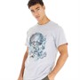 Lost Romance Mens Skull Butterfly T-Shirt Grey Marl