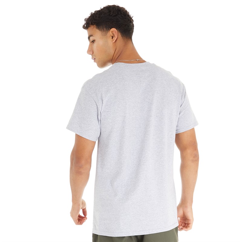 Lost Romance Mens Skull Butterfly T-Shirt Grey Marl