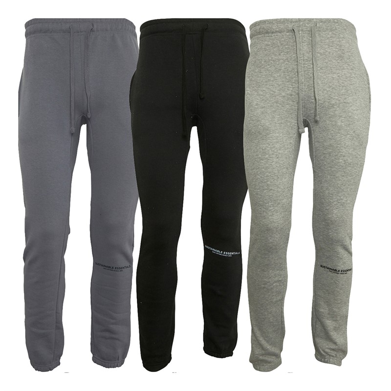 Eko Sustainable Mens Moxley Three Pack Joggers Black/Grey/Folkstone