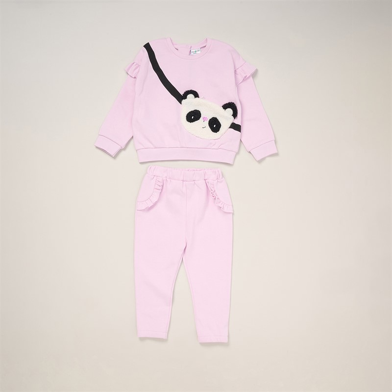 Lily and Jack Girls Sweatshirt with Cross Bag Applique And Joggers Set Purple