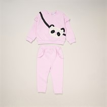 Lily and Jack Girls Sweatshirt with Cross Bag Applique And Joggers Set Purple