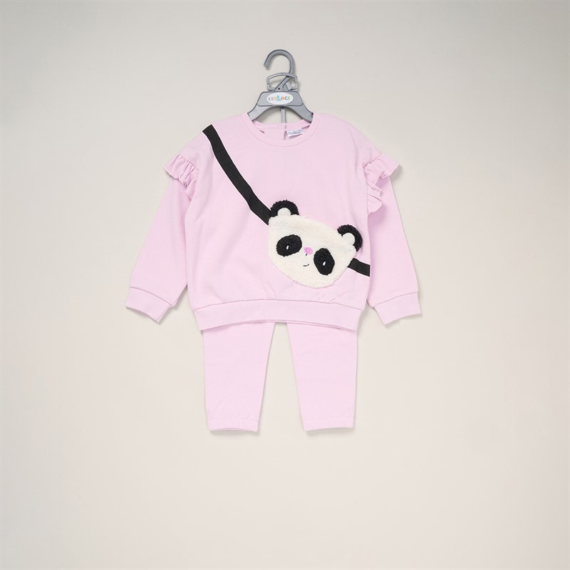 Lily and Jack Girls Sweatshirt with Cross Bag Applique And Joggers Set Purple