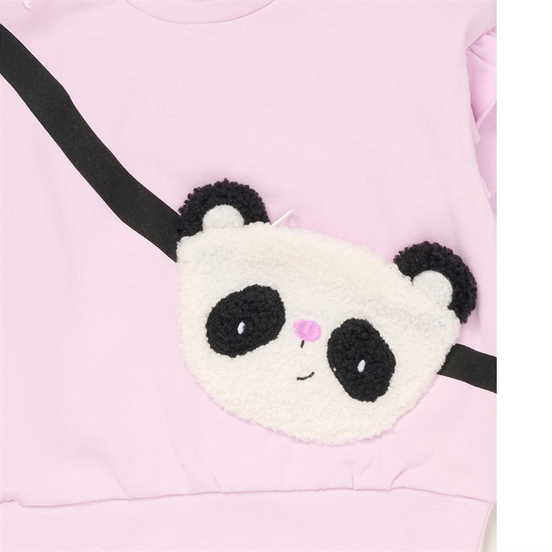 Lily and Jack Girls Sweatshirt with Cross Bag Applique And Joggers Set Purple