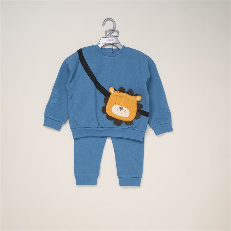 Lily and Jack Boys Sweatshirt with Cross Bag Applique And Joggers Set Blue