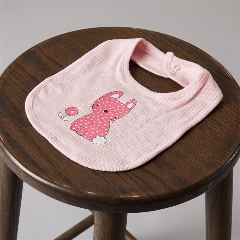 Lily and Jack Girls Bunny Bodysuit Trousers Bib Hat and Six Pairs of Socks Set Pink