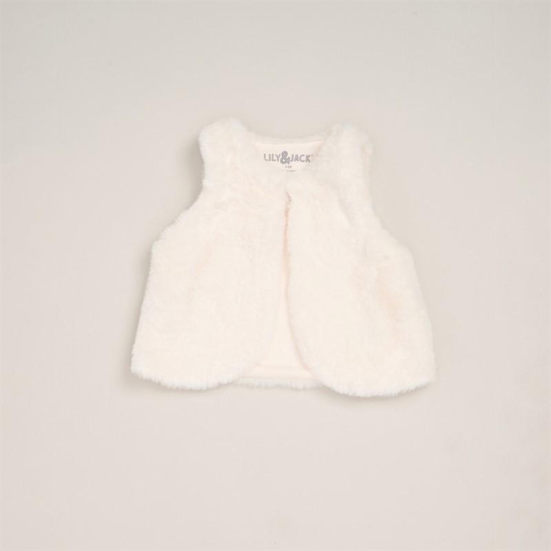 Lily and Jack Girls Fur Gilet Top and Leggings Set Cream