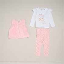 Lily and Jack Girls Fur Gilet Top and Leggings Set Baby Pink