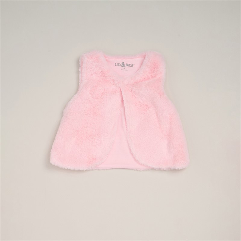 Lily and Jack Girls Fur Gilet Top and Leggings Set Baby Pink
