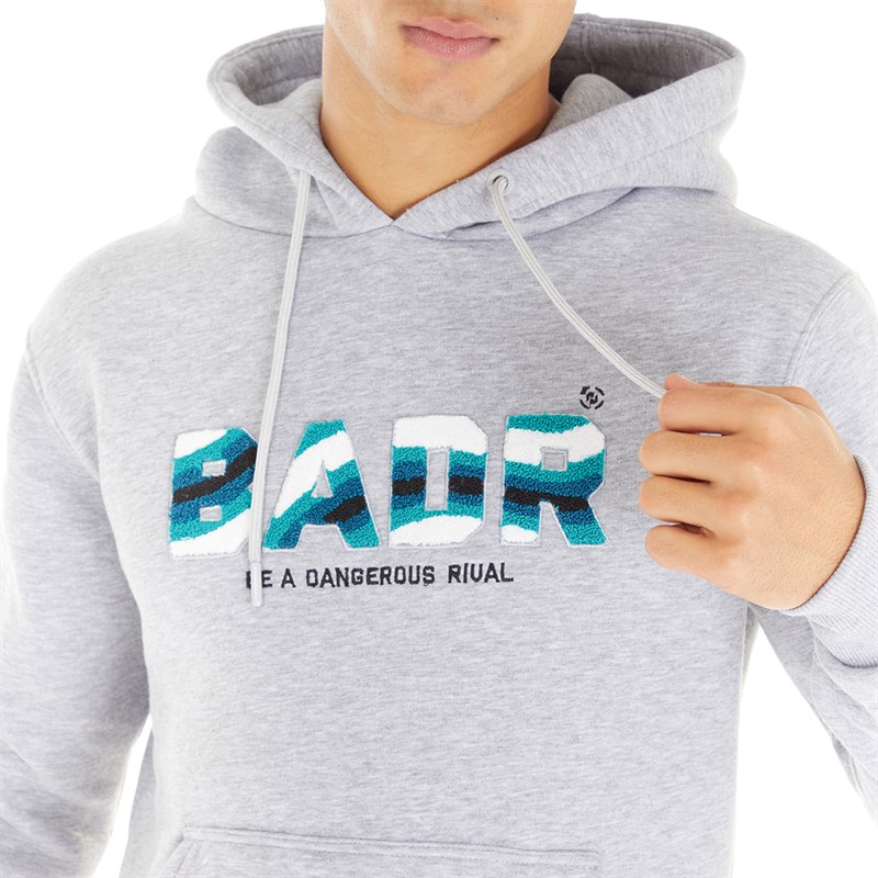BADR Mens Warped Hoodie Grey Melange