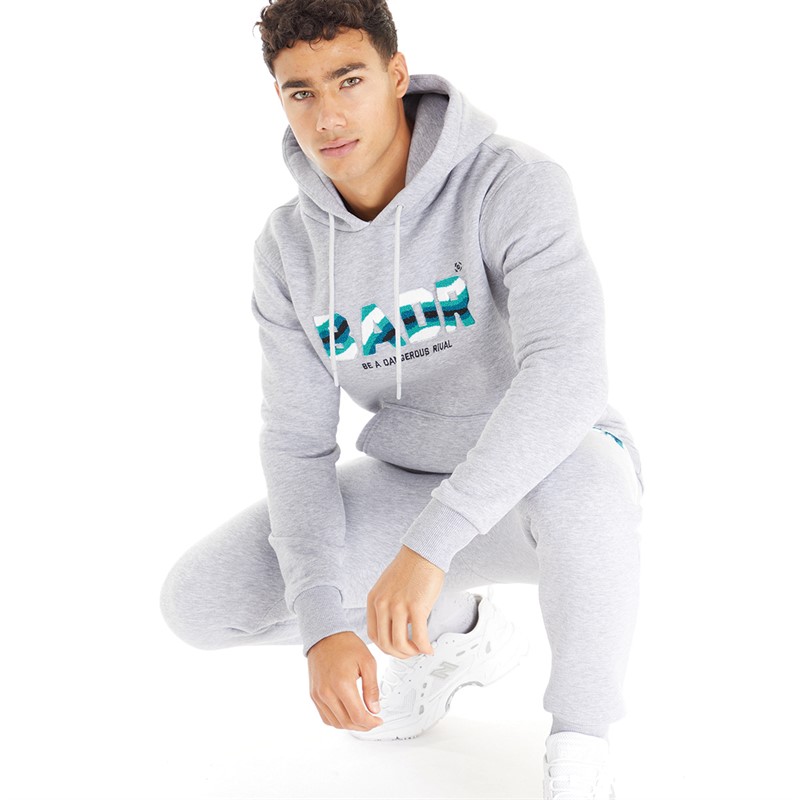 BADR Mens Warped Hoodie Grey Melange