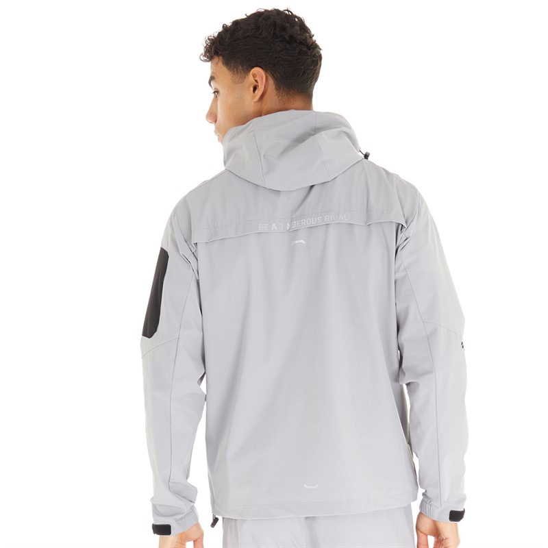 BADR Mens Hybrid Hooded Jacket Grey